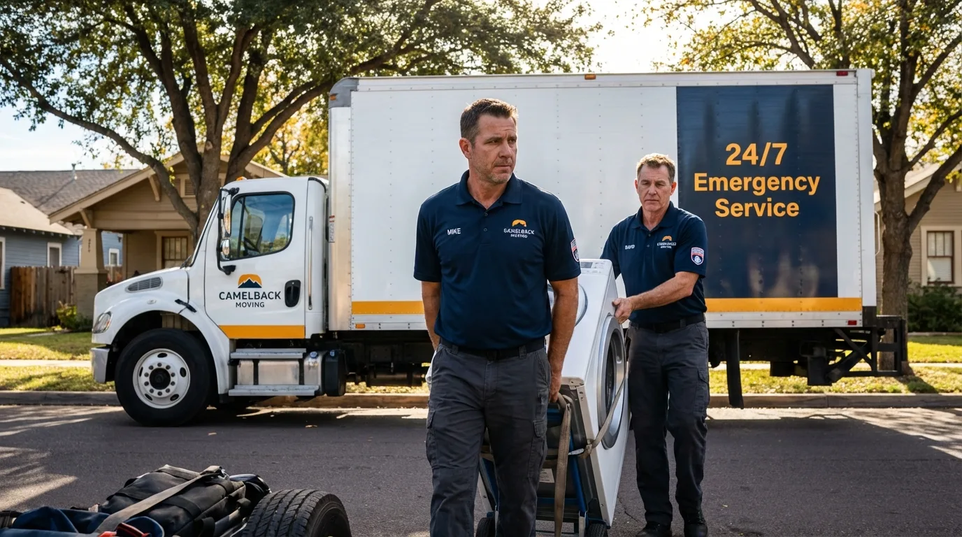 CamelBack Moving crew loading furniture in Redwood City, CA